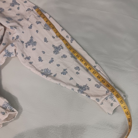 90s Wranglers Blue Cream Floral Cottagecore Corduroy  Pearl Snap Button Shirt 3X - Picture 10 of 11